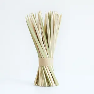 竹签烧烤使用带有定制徽标的绿色扁平竹签