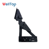 06.121 WELLTOP Mécanisme de canapé-lit pliant en métal avec dossier réglable, Charnière de canapé-lit relevable noire à clic-clac