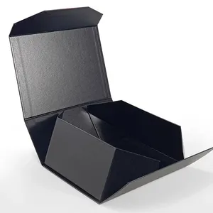 도매 럭셔리 대형 접이식 선물 자석 상자 검은 종이 상자 골판지 바구니 선물 상자