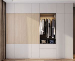 Armario personalizado de fábrica, juego de muebles de dormitorio, armario colgante de madera para el hogar del Hotel a la venta - Product Image 5