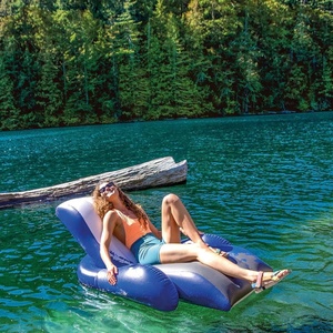 Chaise longue gonflable pour piscine, fauteuil flottant robuste pour adultes, chaise de bronzage flottante avec porte-gobelets - Product Image 4