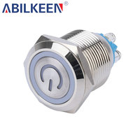 Interrupteur à bouton-poussoir lumineux étanche IP65 250V 19mm avec anneau LED pour applications industrielles et automobiles