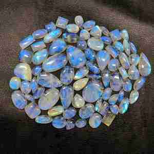 Cabujones de piedra lunar arcoíris Natural de alta calidad, piedras preciosas sueltas blancas brillantes, piedras tratadas térmicamente para hacer joyas DIY, manualidades - Product Image 3