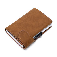 Dompet Kartu Vintage Custom, Dompet Pop Up Pria Kulit PU Anti RFID dengan Penjepit Uang