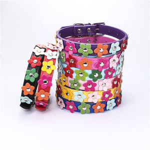 Adjustable Cute Flower Decorated PU <strong>Leather</strong> Pet <strong>Collar</strong> Durable <strong>Padded</strong> Buckle Daily Fashion Wear for Small <strong>Dogs</strong> and Cats - Product Image 4
