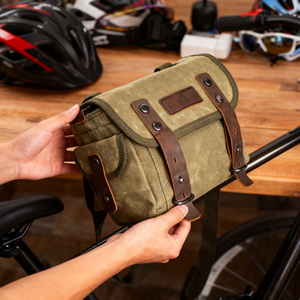 Fabricant OEM/ODM toile + sac de selle de <span class=keywords><strong>vélo</strong></span> en <span class=keywords><strong>cuir</strong></span> véritable sac à outils de cadre de <span class=keywords><strong>vélo</strong></span> de style <span class=keywords><strong>vintage</strong></span> pour hommes avec logo en relief - Product Image 1