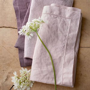 Thiết Lập bảng mềm hemstitch Khăn ăn thiên nhiên tiệc nhà vải Blush Khăn ăn bán buôn Blush màu hồng Linen Khăn ăn