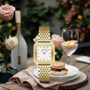 Montres élégantes pour femmes Besseron 26*34mm, mouvement à quartz japonais en acier inoxydable massif à 9 maillons, logo personnalisé, pour cadeau - Product Image 3