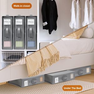 Foldable Bed <b>Sheet</b> Set Organizers and Storage Large Size Linen Fabric with Window and Label Under Bed Storage Box for Bedsheets - Product Image 2