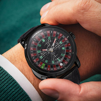 Montre mécanique entièrement automatique pour homme, exportation exclusive, série Roulette, luxe haut de gamme, boîtier en acier inoxydable, bracelet en cuir