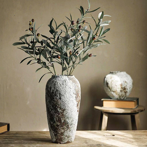 Hallway Ins Decor Rustic Retro Pottery Round Black Hallway Decor Ceramic <strong>Vase</strong> for Wedding Dinner Table Party