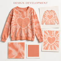 Pull en maille surdimensionné tie-dye motif cœur 100 % coton, vente en gros, OEM ODM, marque privée, fabricant en gros pour marques de vêtements