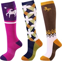 Qualité supérieure Chaussettes d'équitation équestres à tricoter sans couture personnalisées Logo antidérapant positionné en bas