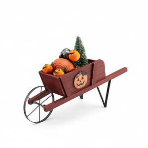 Chariot à roues en bois, jardinière 2 en 1, pour arrangements saisonniers en extérieur - Product Image 1