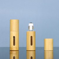 Bouteilles à bille cylindriques en bois et verre avec grain de bois, 3ml, 5ml, 10ml, avec bouchon en bambou, pour huiles essentielles