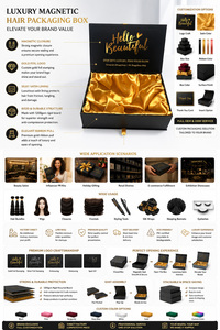 Caja para Extensiones de <span class=keywords><strong>Cabello</strong></span> con Logotipo Personalizado e Información de Redes Sociales Impresa en el Interior, Caja Resistente para Empaque de Pelucas con Accesorios de Pelucas de Seda Satinada - Product Image 2