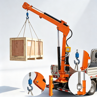 Mini grue hydraulique pour camion, rotation à 360 degrés, palan électrique 12V 24V, capacité de levage de 1 à 2 tonnes, machine de levage montée sur camion