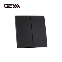 Interrupteurs muraux GEYA personnalisables, norme britannique, 250V 16A, étanches IP54, durables, en PC, modernes, 2 gangs 1 voie, plaque 40000 cycles