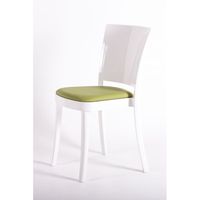 Chaise Lucienne en polycarbonate blanc avec dossier coussin en cuir écologique NUBUCK modèle 15C2007-1 pour le salon