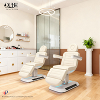 Lit de beauté électrique de luxe avec base LED, lit de massage en cuir, lit de soin du visage et des cils avec éclairage pour esthéticienne
