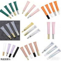Tube Souple Vide pour Cosmétiques de 20 ml, Emballage d'Huile à Lèvres, Gloss, Crème Contour des Yeux, Lotion, avec Logo Personnalisé, en Plastique Rose Doré