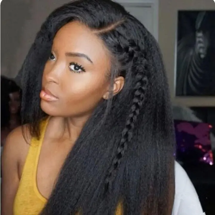 Italian Yaki African American Full Lace Human Hair Wigs Best Glueless Brazilian Virgin Kinky Straight Lace Front Wigs