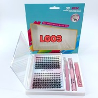 Kit d'extensions de cils DIY en volume complet, segments individuels pré-coupés, cils vaporeux, ensemble de cils entiers