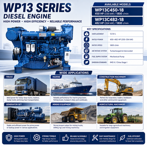 Moteur diesel marin 4 temps 6 cylindres Weichai WP13 série Heavy Duty 1800 tr/min WP13C450-18 WP13C482-18 pour navires et bateaux - Product Image 5