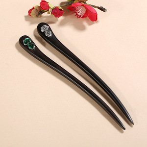 Épingles à cheveux en ébène, épingles à cheveux de style antique, ornements capillaires en alliage, pinces à cheveux en ébène en gros, pompons, accessoires de mariage, modernes - Product Image 1