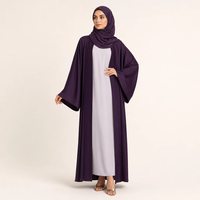 Abaya à manches larges pour femmes, couleur prune, vêtements islamiques modestes