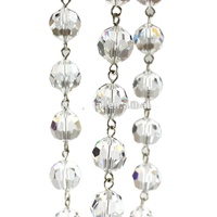 Chaîne de perles facettées en cristal brillant de 1 mètre, perles chromées à pointe, enfilées sur un fil