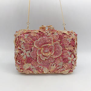 Luxuriöse, teure Kristall-Strass-Clutch, Blumen-Abendtasche für Bräute auf Hochzeiten - Product Image 6