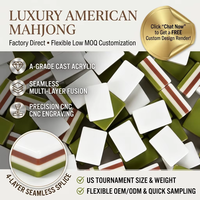 Ensemble de Mahjong Américain Premium en Acrylique à Quatre Couches, avec Dos en Sandwich Pêche Menthe et Pions Lotus Épanoui Fantaisie, Jeu de Société, Jouet, Coffret Cadeau