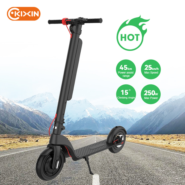 Direct Sale Manufacturer DDP Adult Electric Scooter 250W Motor 45KM Range 100KG Max Load 25KMH Speed Battery Two-Wheel Scooter