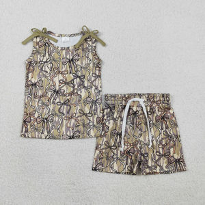 Conjunto de ropa de Pascua para bebés y niñas, conjunto de pantalones cortos a cuadros con botones de conejos y zanahorias - Product Image 4