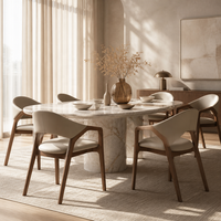 Chaise de salle à manger en bois massif de caoutchouc au design italien, avec accoudoirs et dossier haut de gamme en cuir microfibre, pour villa et mobilier de salle à manger