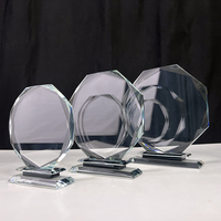 Trophée octogonal en cristal personnalisé avec MH-J719 noir à trois étages