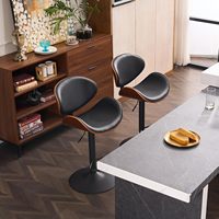 Tabouret de bar pivotant moderne en cuir PU et liège, hauteur et repose-pieds réglables pour salle à manger, extérieur, salon