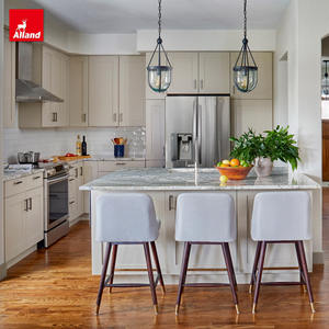 AllandCabinet Set di Mobili da Cucina Moderni Europei a Forma di <span class=keywords><strong>L</strong></span>, Piccoli, Orizzontali, da Parete, in <span class=keywords><strong>Legno</strong></span> con Finitura Laccata Beige per Appartamenti - Product Image 4