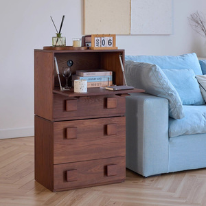 Armoire modulaire moderne en bois massif vintage <span class=keywords><strong>Carmen</strong></span>, table de chevet créative avec 2 tiroirs, porte à panneaux, chambre à coucher, salon, maison de luxe - Product Image 6