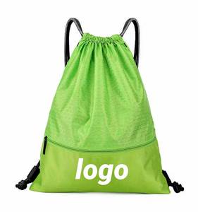 Custom Logo Wholesale Waterproof <b>Drawstring</b> <b>Backpack</b> with Zipper Pouch Perfect for Sports Fitness Student Bag Football Storage - Product Image 1