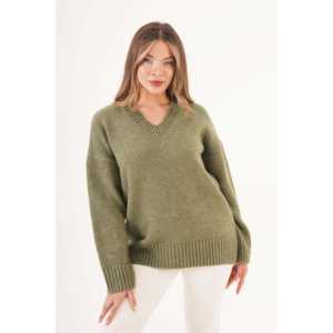 เสื้อสเวตเตอร์ผู้หญิงคอวีสีกากี ผ้าถักหนา ทรงเข้ารูป สไตล์ลำลอง ติดกระดุมแถวเดียว ลายพิมพ์ด้านหน้า แฟชั่นสำหรับฤดูใบไม้ร่วง/ฤดูหนาว ขายส่ง - Product Image 3