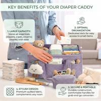 Grand panier de rangement portable pour articles essentiels de nouveau-né, organiseur de couches pour bébé, organisateur pour table à langer et voiture