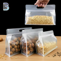 Sac d'emballage transparent Lebei, pochette à fond plat avec fermeture éclair, résistant à l'humidité, réutilisable pour l'emballage des fruits secs avec poignée
