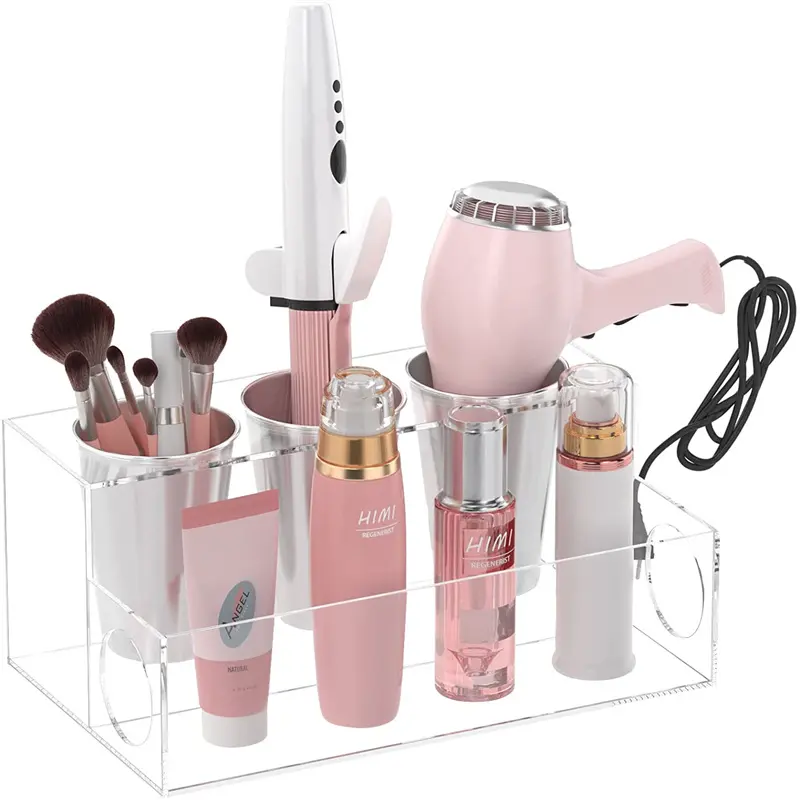Factory price Hair Tools Organizer Clear Countertop Blow Dryer Stand Storage Acrylic Hair Dryer Holder Bathroom