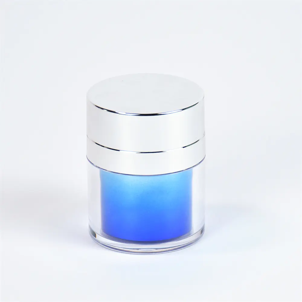 Yuyao โรงงานหรูหราเลเซอร์สุญญากาศ Jar 30g 50g เครื่องสําอาง PS ผนังหนาคู่กดปั๊มสุญญากาศครีม Jar สําหรับผลิตภัณฑ์ดูแลผิว