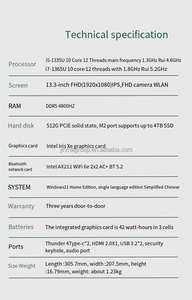 แล็ปท็อปใหม่5340โน๊ตบุ๊ค AMD Ryzen 9 64GB RAM 2TB SSD 13.3นิ้ว3K แสดงผลบนชั้นวางแล็ปท็อป - Product Image 3