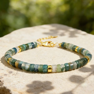 Women's Green <b>Jade</b> Crystal Gemstone Adjustable Beaded Bracelet-March Birthstone Trendy Birthday & Anniversary Gift - Product Image 1