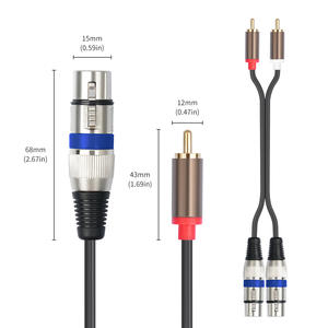 Câble audio plaqué or avec coque métallique, 2 RCA mâles vers 2 <span class=keywords><strong>XLR</strong></span> femelles, conducteur en cuivre étamé, 1,5 m - Product Image 3
