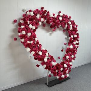 Y-HFA093ขายดีแผงซุ้มดอกไม้หัวใจสีขาวแดงสำหรับงานแต่งงาน5D 3D หัวใจฉากหลังซุ้มดอกไม้ผ้าไหมรูปหัวใจสำหรับตกแต่ง - Product Image 1